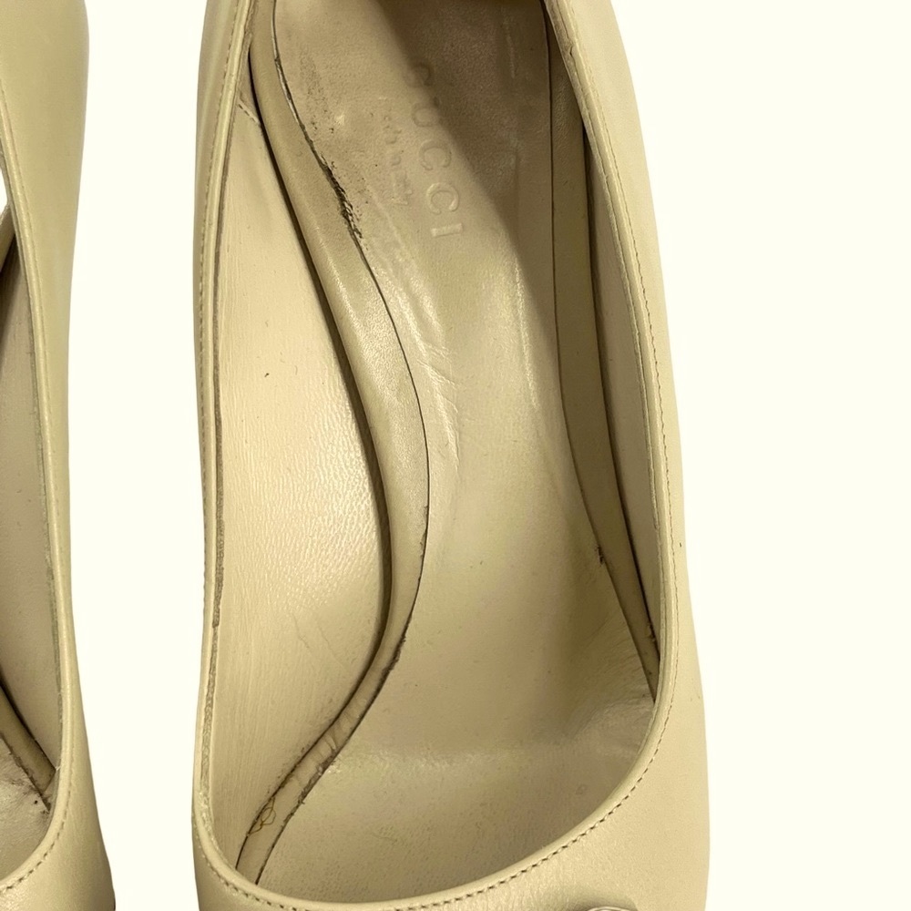 Gucci Womens Cream Colored Pump Open Toe High Heels Size 36.5 Tan color size 6 - Picture 6 of 10